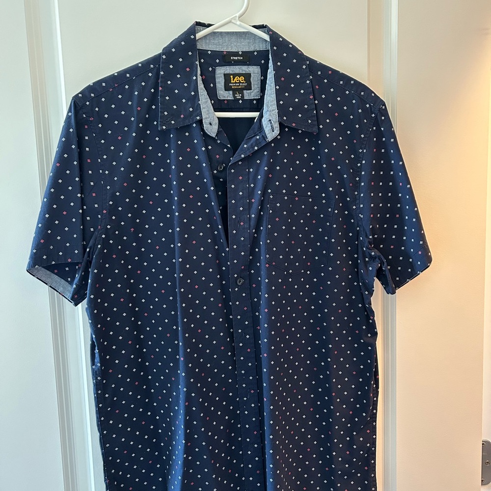 Lee Men's Dark Blue Polka Dot Shirt